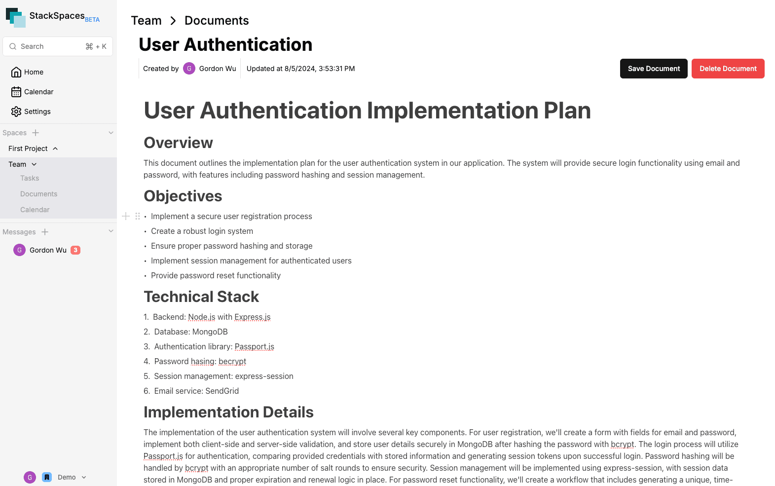 Mock platform with task management